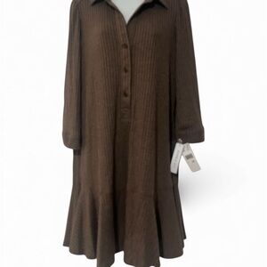 Robbie Bee Brown Long Sleeve Dress